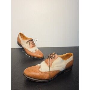 Peal & Co Brooks Brothers Shoes Mens Sz 9.5 D White Suede Wingtip Oxford England